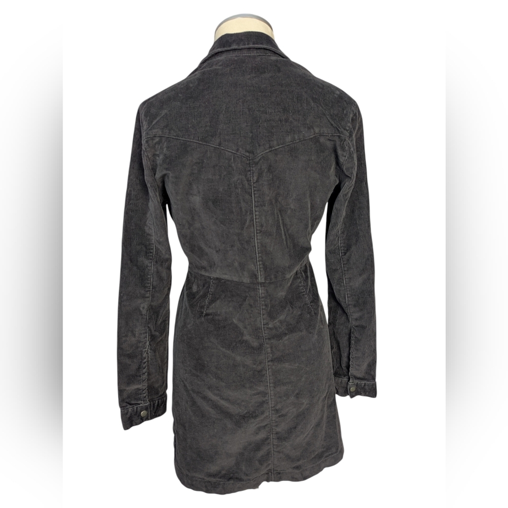 ASOS Denim Western Fitted Shirt Dress In Grey Cord - Picture 3 of 7